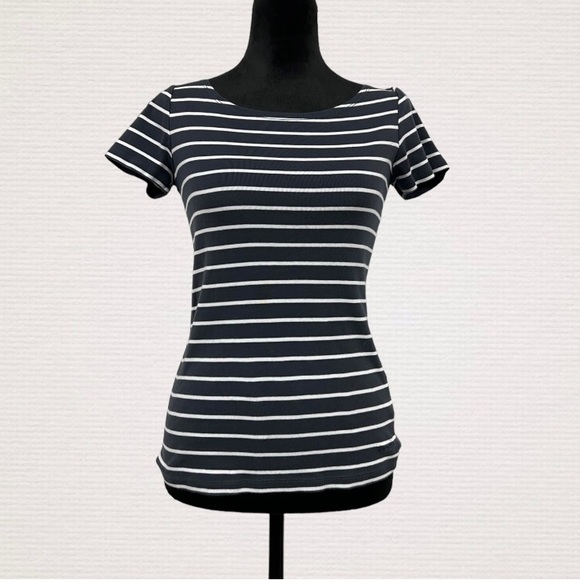 Women’s Small Blue & White Stripe ESPRIT SS Top - Picture 2 of 7
